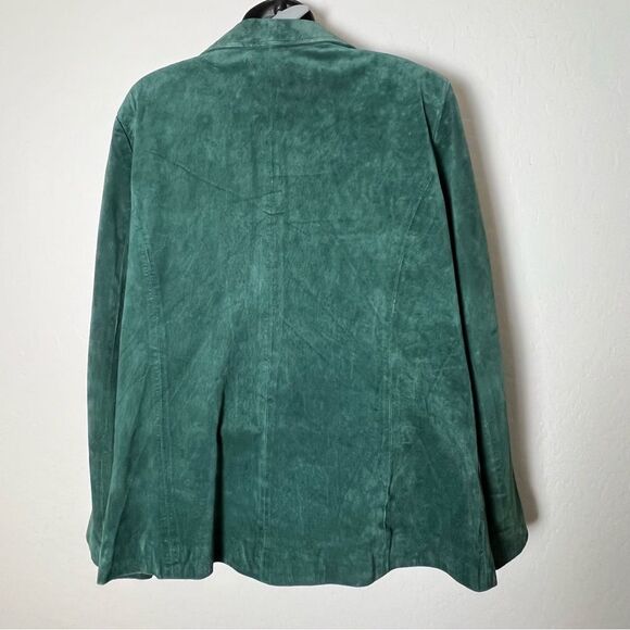 Vintage Suede Leather Green Beaded Black Blazer Single Breast Retro Rockabilly - Picture 5 of 12